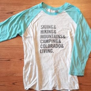 Grey and light blue womens baseball tee - Colorado